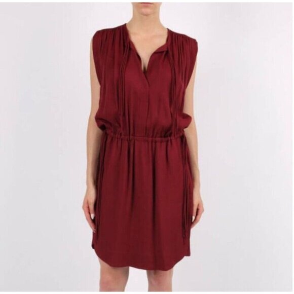 Isabel Marant Etoile Draped Crepe Dress Size EU 36 US 4 Burgundy Event Wedding - Picture 1 of 12